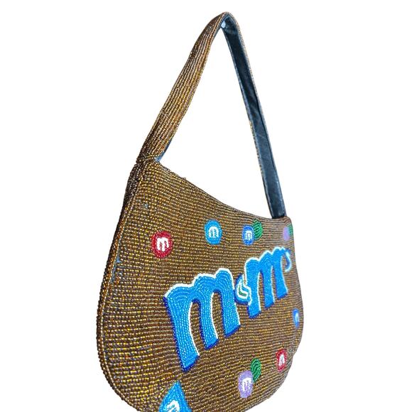 M&M’s brown beaded hand bag purse - Picture 3 of 6